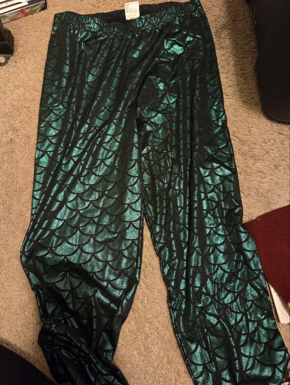 Metallic Teal Mermaid Scale Leggings Adult